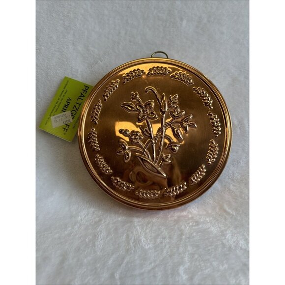 Vintage Cooper Tin Jello Mold Decor Flowers Floral Korea ODI Pfaltzgraff - Picture 3 of 9